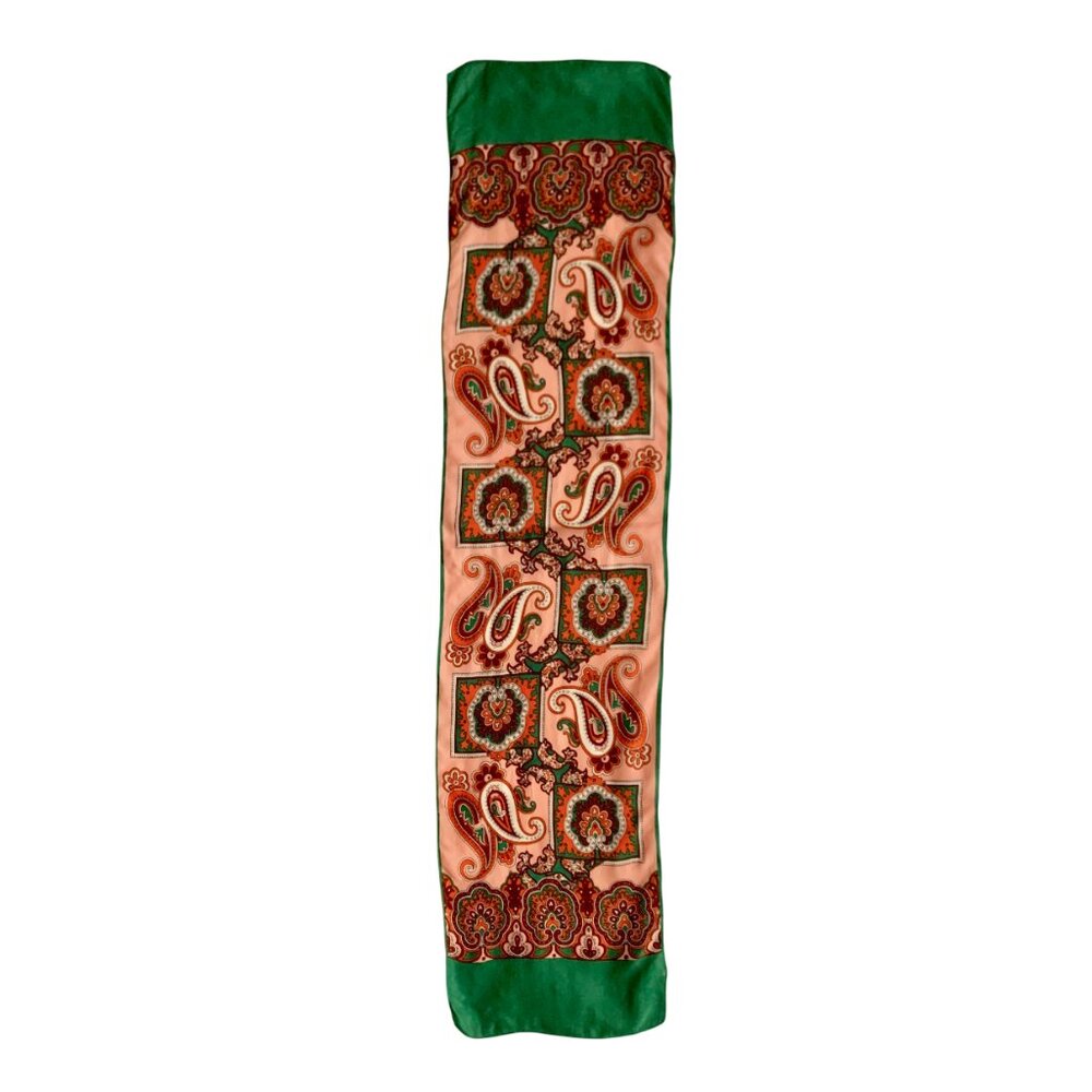 Vintage 70's Colourful Paisley Pattern Long Scarf Academia Bohemian Boho Twee